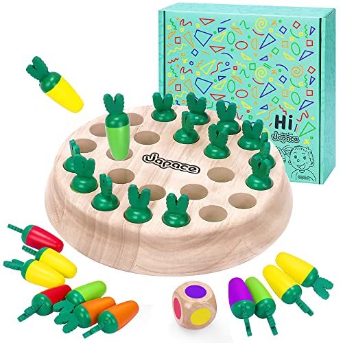 Japace Jeu de mémoire de carottes pour enfants, jeu éducatif Montessori pour l'entraînement de la mémoire et de la pensée logique, cadeau de table familial pour 3 4 5 6+ ans bébé fille