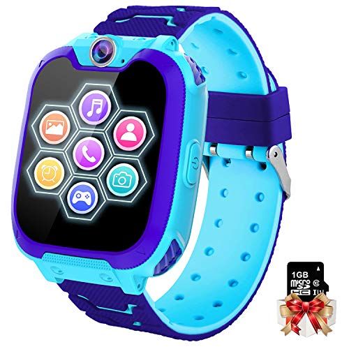 Montre intelligente pour enfants avec 7 jeux - Montre intelligente MP3 pour enfants, montre intelligente pour enfants avec alarme téléphonique, cadeaux pour enfants pour filles, garçons et enfants de 3 à 12 ans.