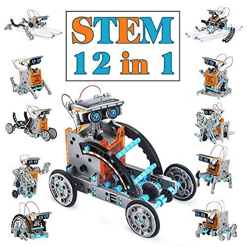 Dreamy Cubby Boy's Toys 8-12 Years STEM Robot Science Kit 12-in-1 Solar Robot Educational Toys -199 Pieces of DIY Construction Toys for Kids Easter Gift