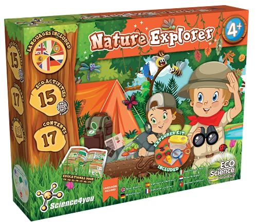 Science4you - Kit d'explorateur d'enfants +4 ans - Kit d'aventure avec +15 activités et expériences scientifiques : fourmilière, boussole d'enfants, pinochette d'enfants - jeux éducatifs pour des enfants +4 ans