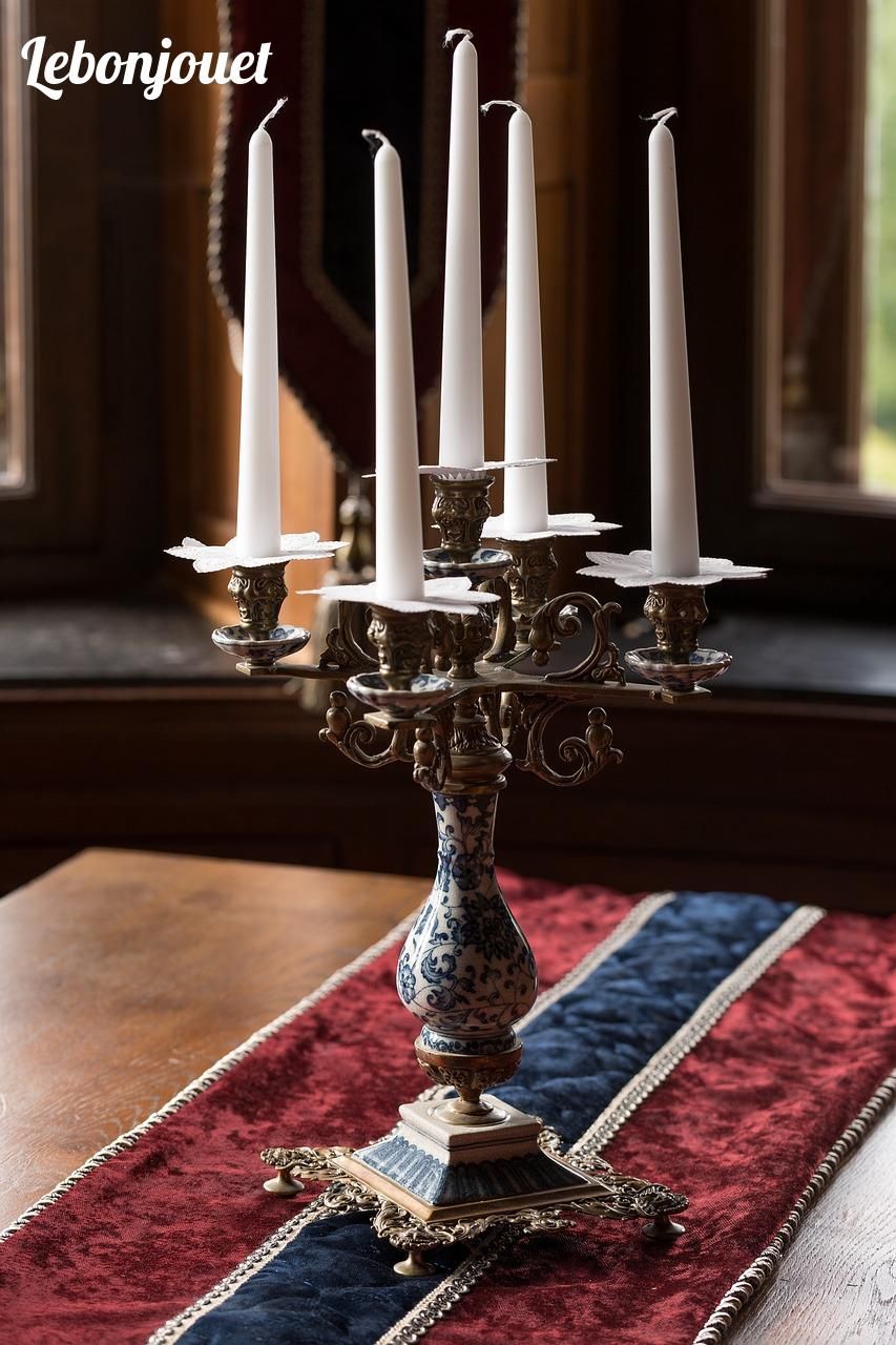 Bougies élégantes, lumière éclatante : la magie du conte revit avec ce candélabre antique.