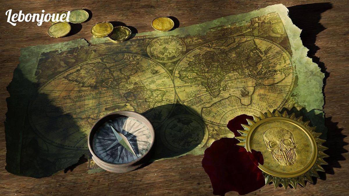 Boussole dorée et carte au trésor : l'héritage de Jack Sparrow incarné par ces symboles iconiques.