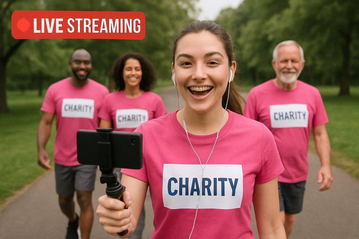 Byihlann et Nico lors d'un live streaming walk charity, illustrant leur engagement caritatif unique.