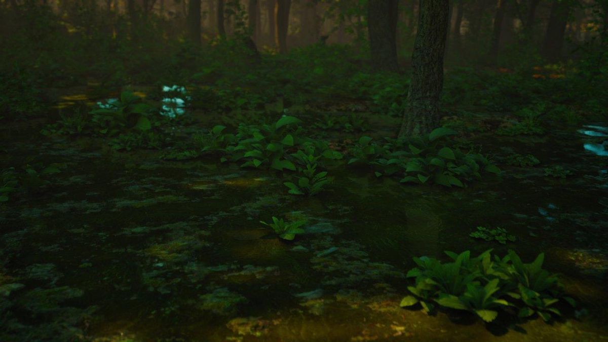 Capture d'écran de la génération d’un biome varié dans Hytale, avec végétation dense et faune diverse, illustrant la richesse du monde.