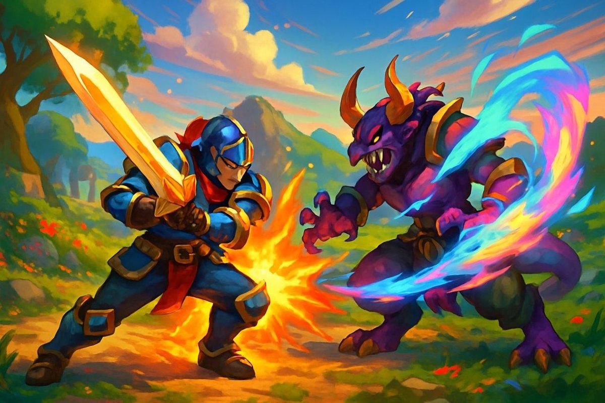 Capture d'écran d'une bataille colorée dans Megabonk, illustrant l'intensité du jeu vidéo.