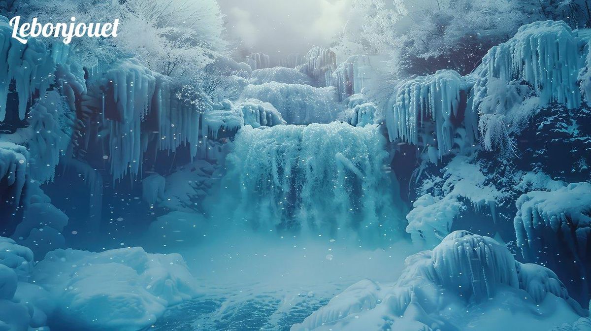 Cascade givrée : une scène digne de La Reine des Neiges, à l'image du puzzle FSC écologique.