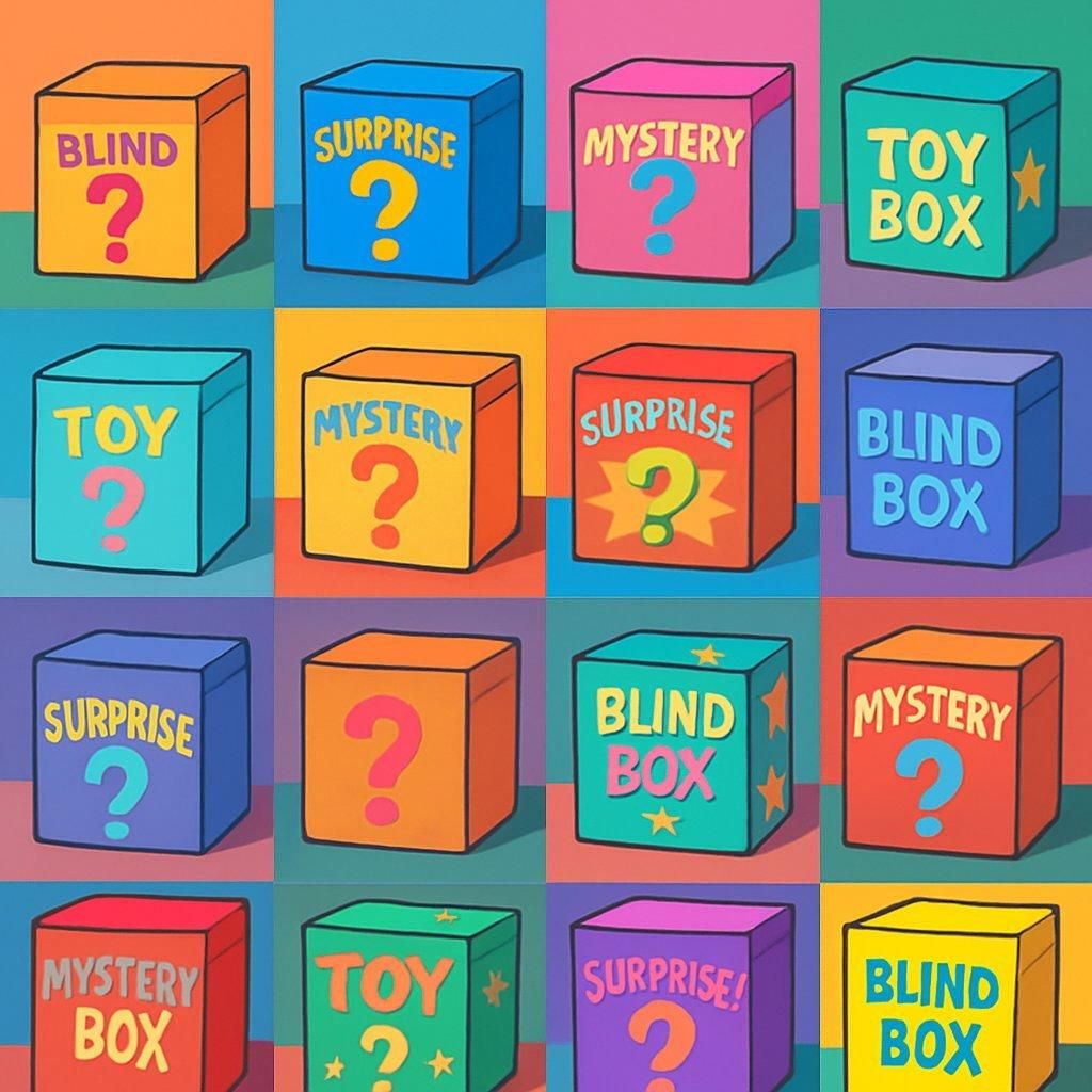 Collection colorée de blind boxes Labubu évoquant réseaux sociaux et influenceurs, symbole de la dépendance ludique.