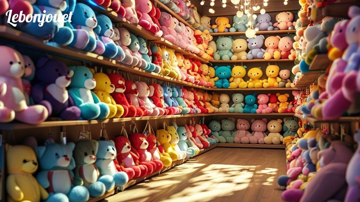 Des peluches colorées envahissent les rayons, illustrant une stratégie merchandising digne de Disney.