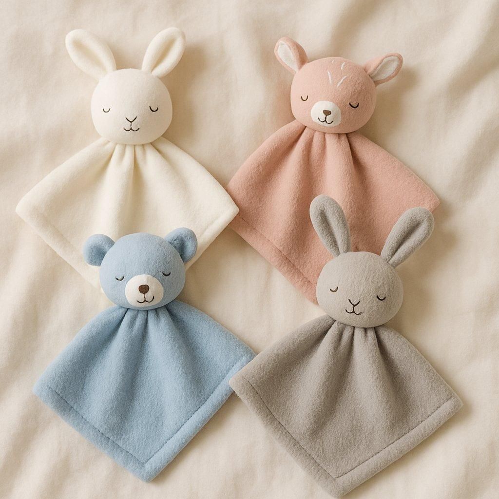 Doudous doux et sécurisés, parfaits pour assurer le confort du bébé en garde partagée avec des soft baby comforters.