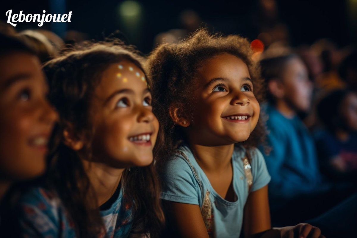 Enfants captivés : la magie des techniques théâtrales illumine le jeune public.