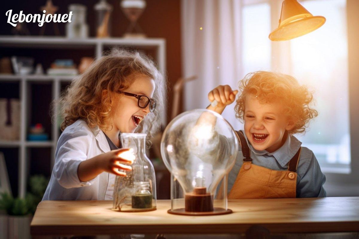 Enfants explorant la science, la curiosité s'éveille à chaque expérience ludique.