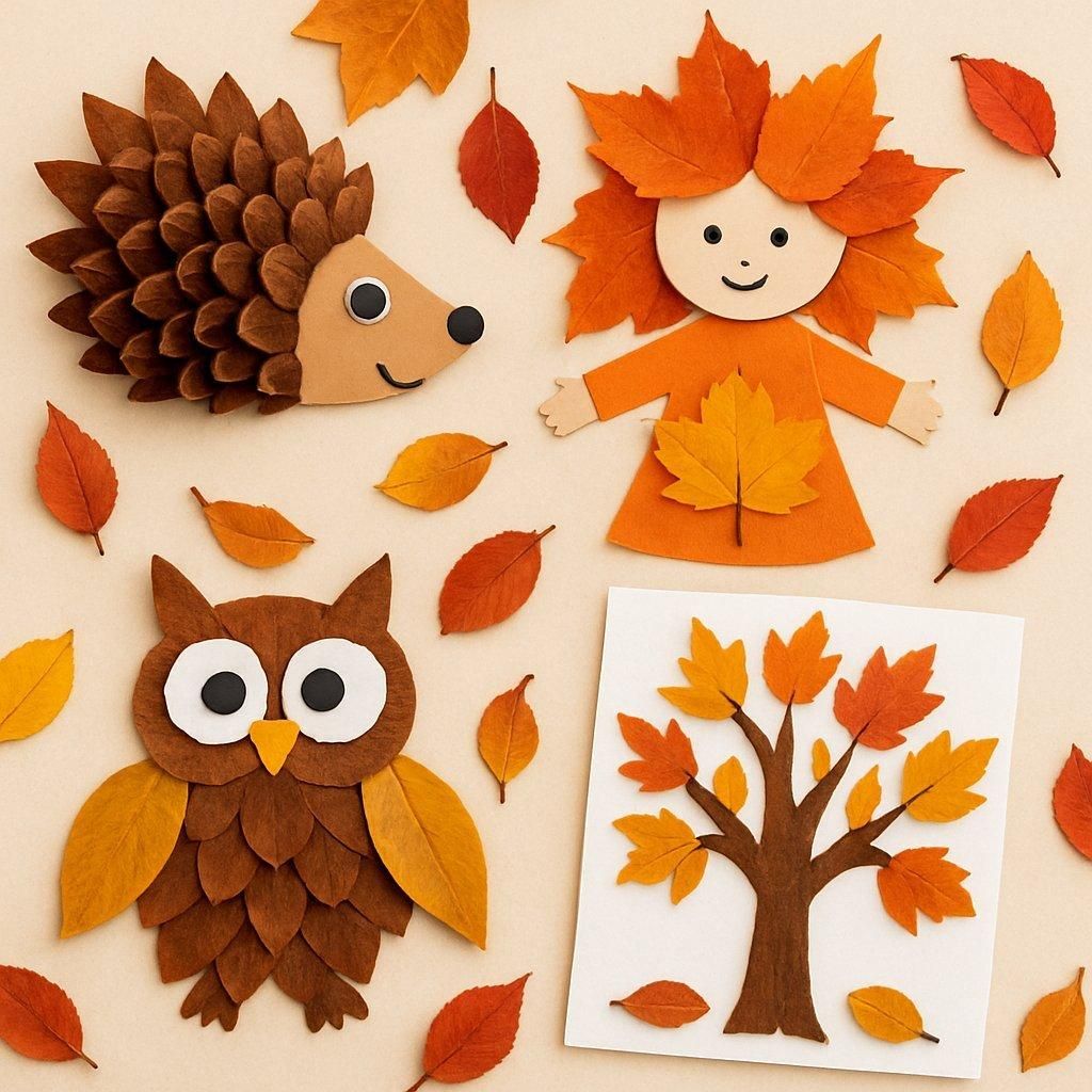 Enfants réalisant des autumn kids crafts avec feuilles, peinture et éléments naturels d'automne.