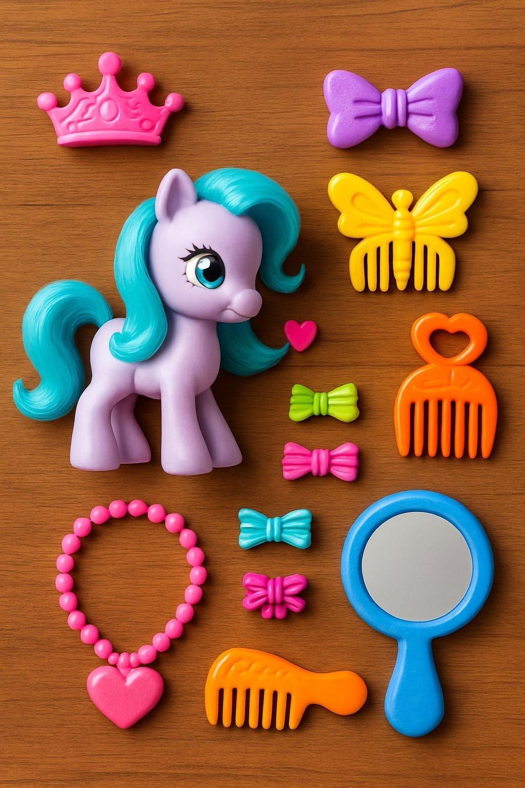 Figurine Izzy Moonbow avec accessoires colorés, effets lumineux et éléments créatifs pour les fans de My Little Pony.
