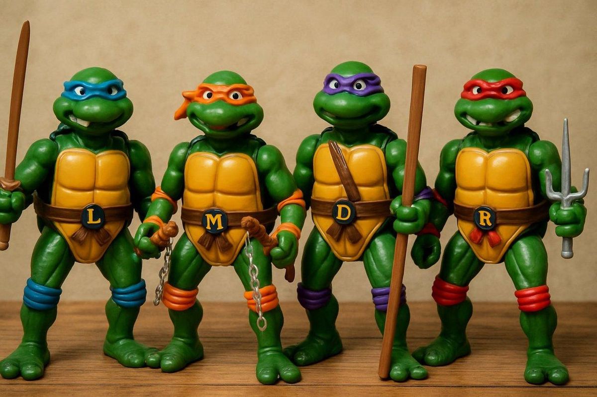 Figurines rétro Ninja Turtles toys exposées, témoignant de leur longévité et de l'évolution des jouets.
