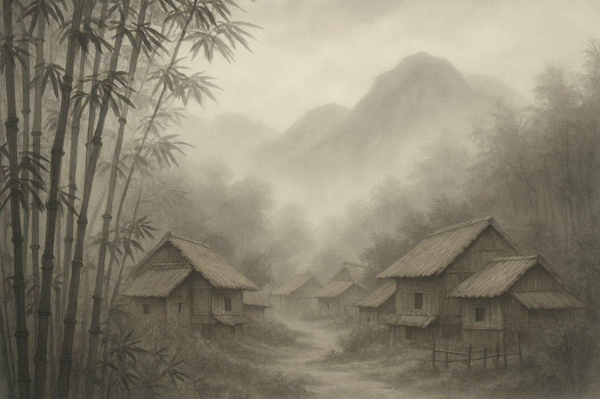 Paysage brumeux d’un village de bambous dans le monde ouvert de Where Winds Meet.