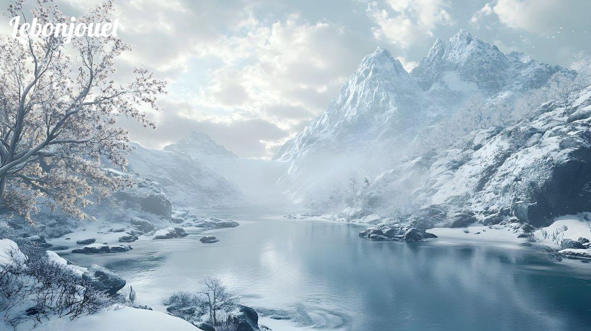 Paysage glacé évoquant la magie éternelle de La Reine des Neiges.