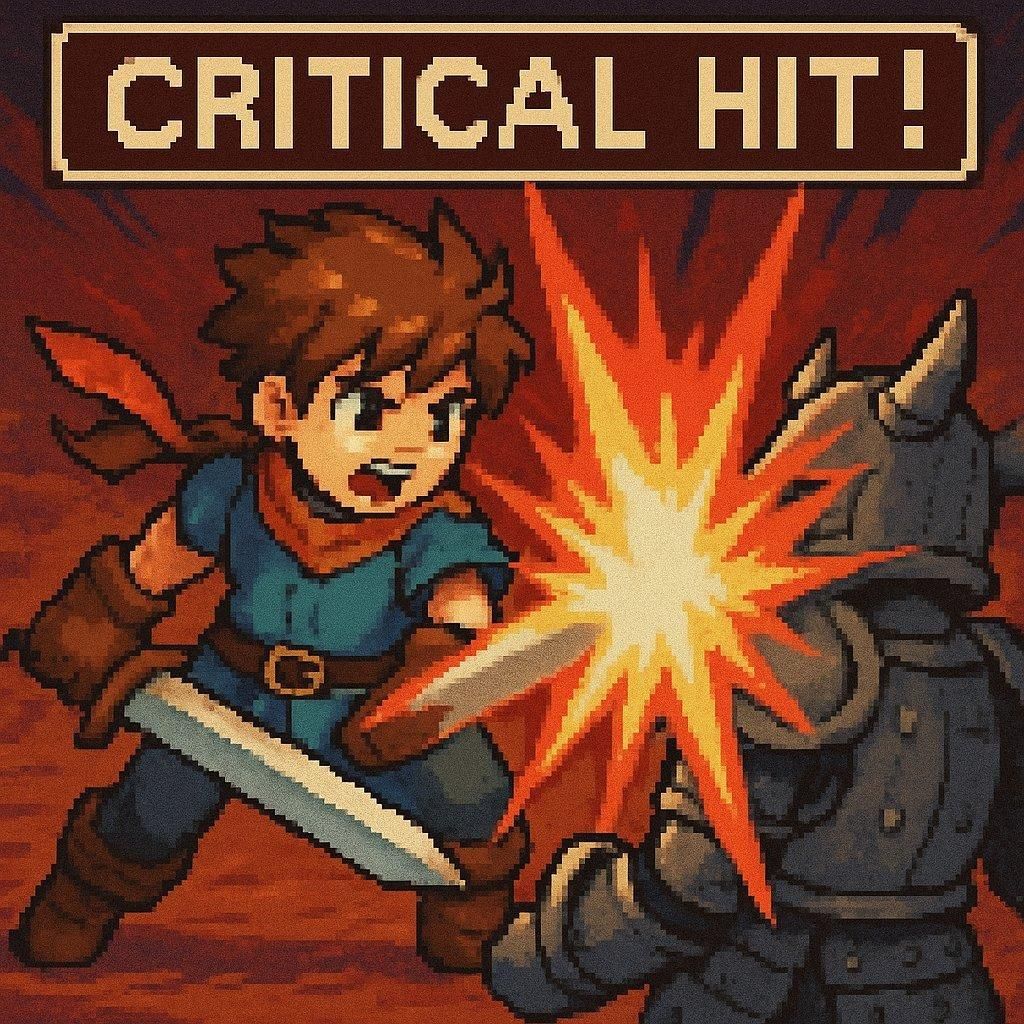 Personnage de jeu vidéo effectuant un coup critique avec l'arme Dice dans Megabonk.