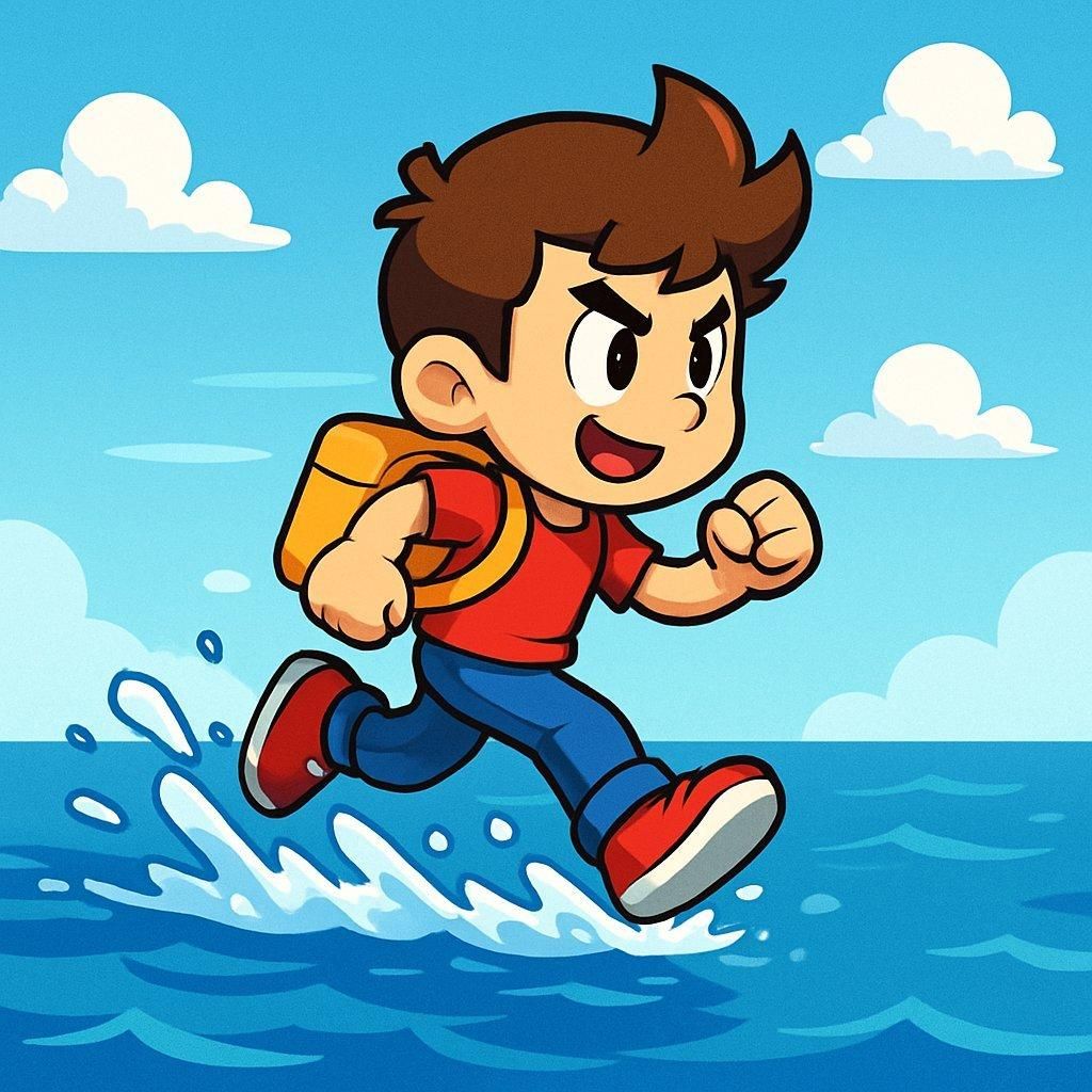 Personnage utilisant la mécanique de course sur l'eau dans Where Winds Meet, illustrant l'exploration fluide du jeu.