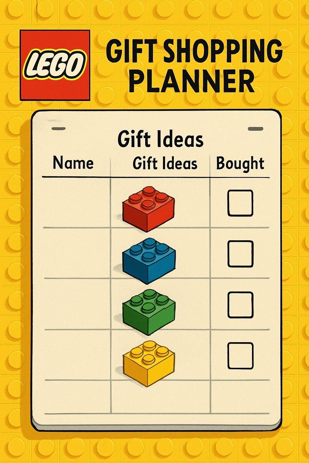 Personne utilisant le LEGO gift shopping planner pour organiser ses achats de sets LEGO incontournables pour Noël 2025.