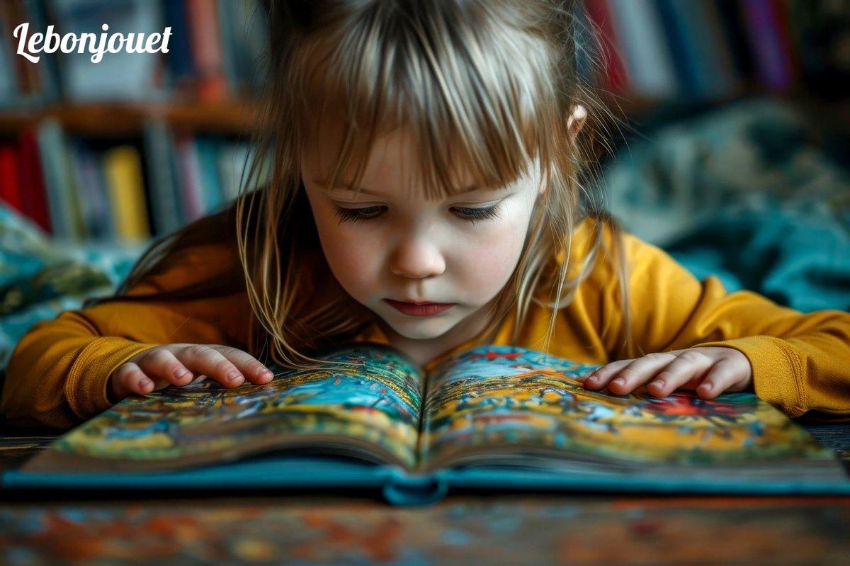 Petite lectrice plonge dans l’aventure Pokémon, émerveillée par chaque page.