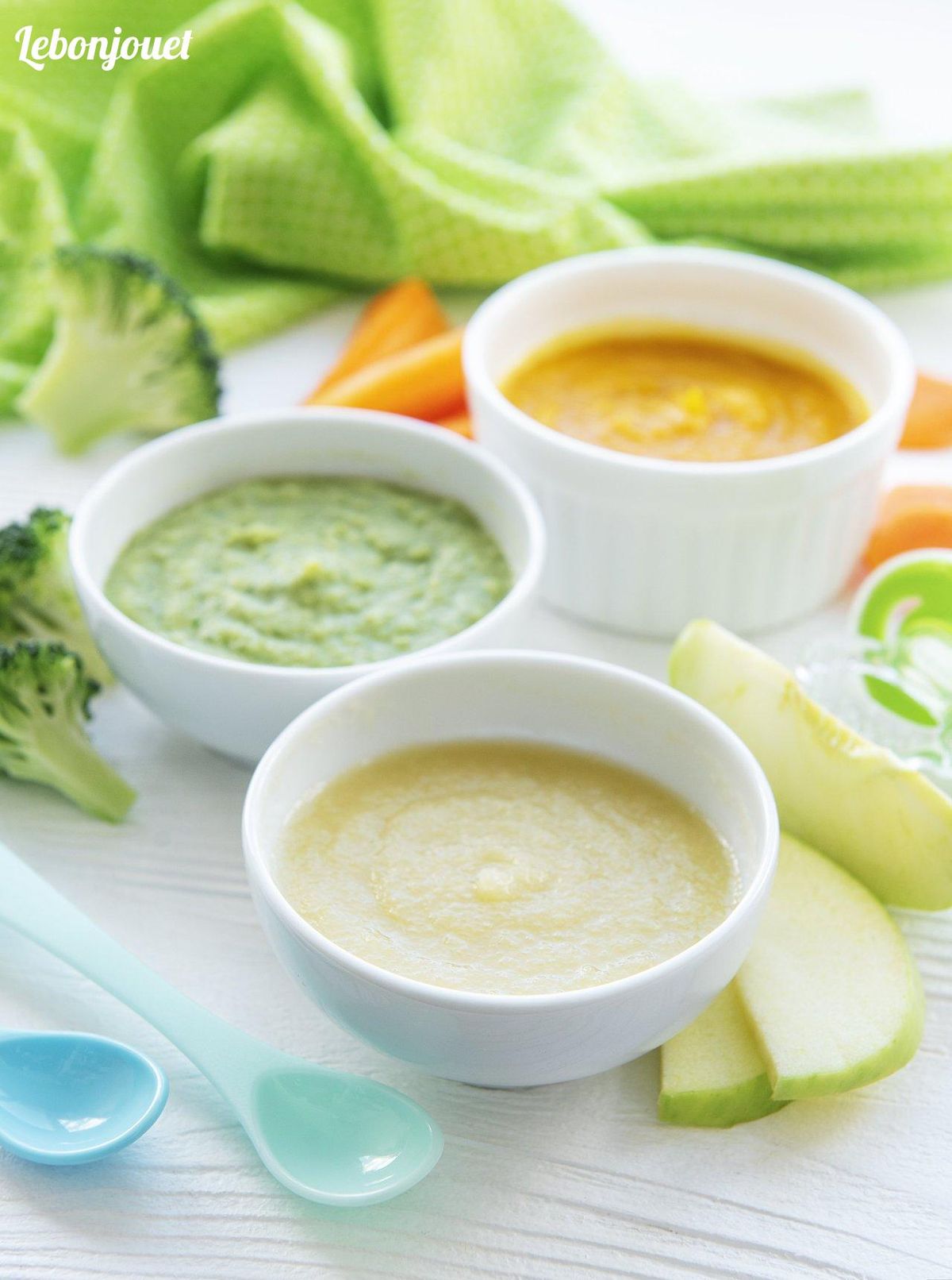 Purées colorées : une première étape clé pour diversifier l'alimentation des petits.