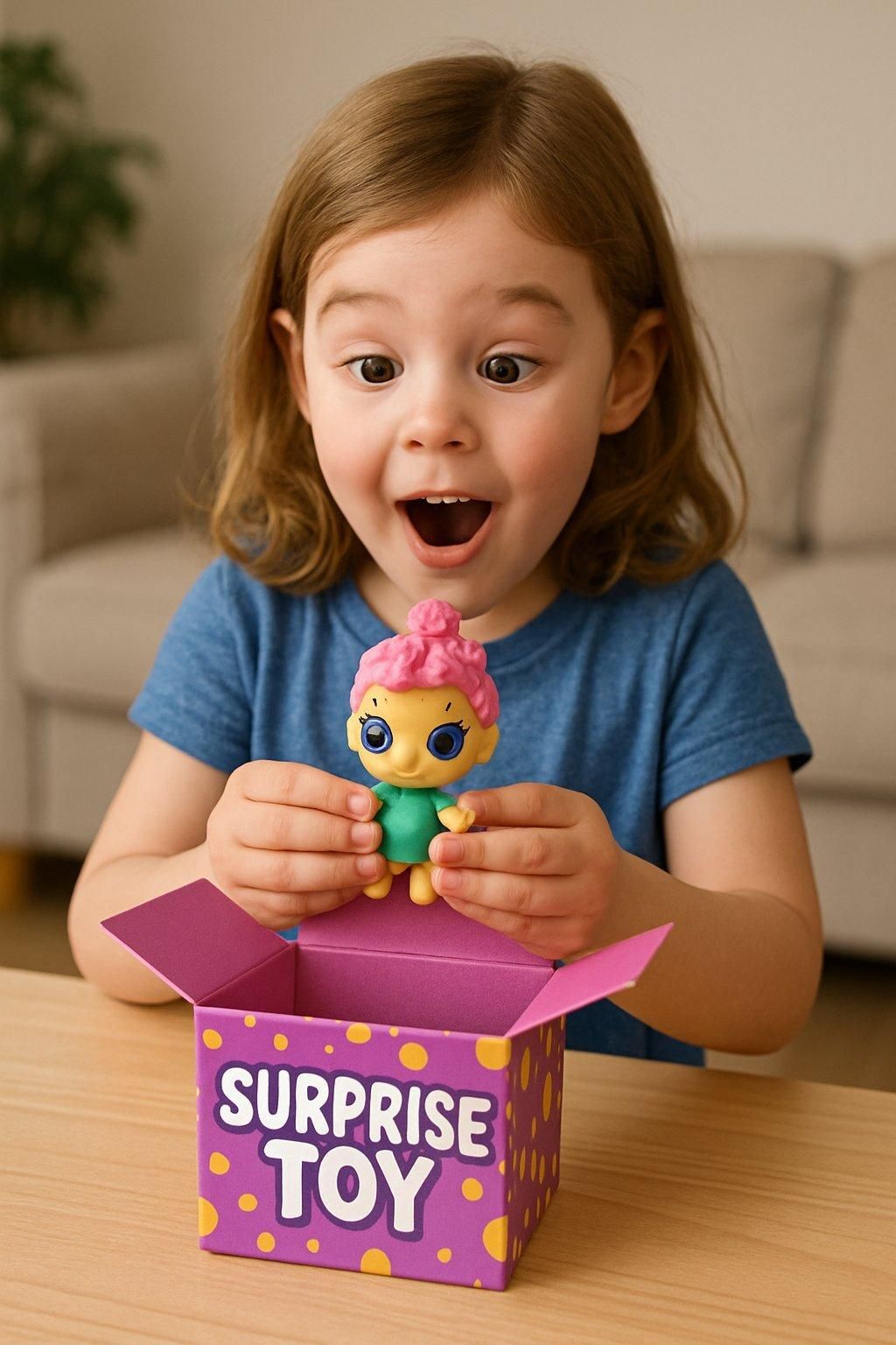 Un enfant découvre un coffret Labubu lors d'une séance d’unboxing surprise toy en famille.