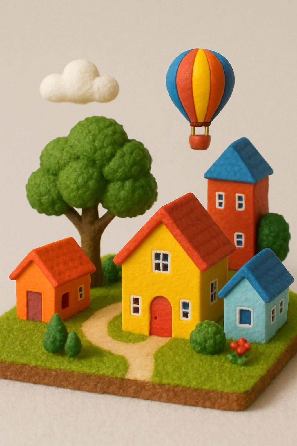 Un Labubu dans un miniature colorful diorama personnalisé avec des accessoires DIY lumineux et colorés.