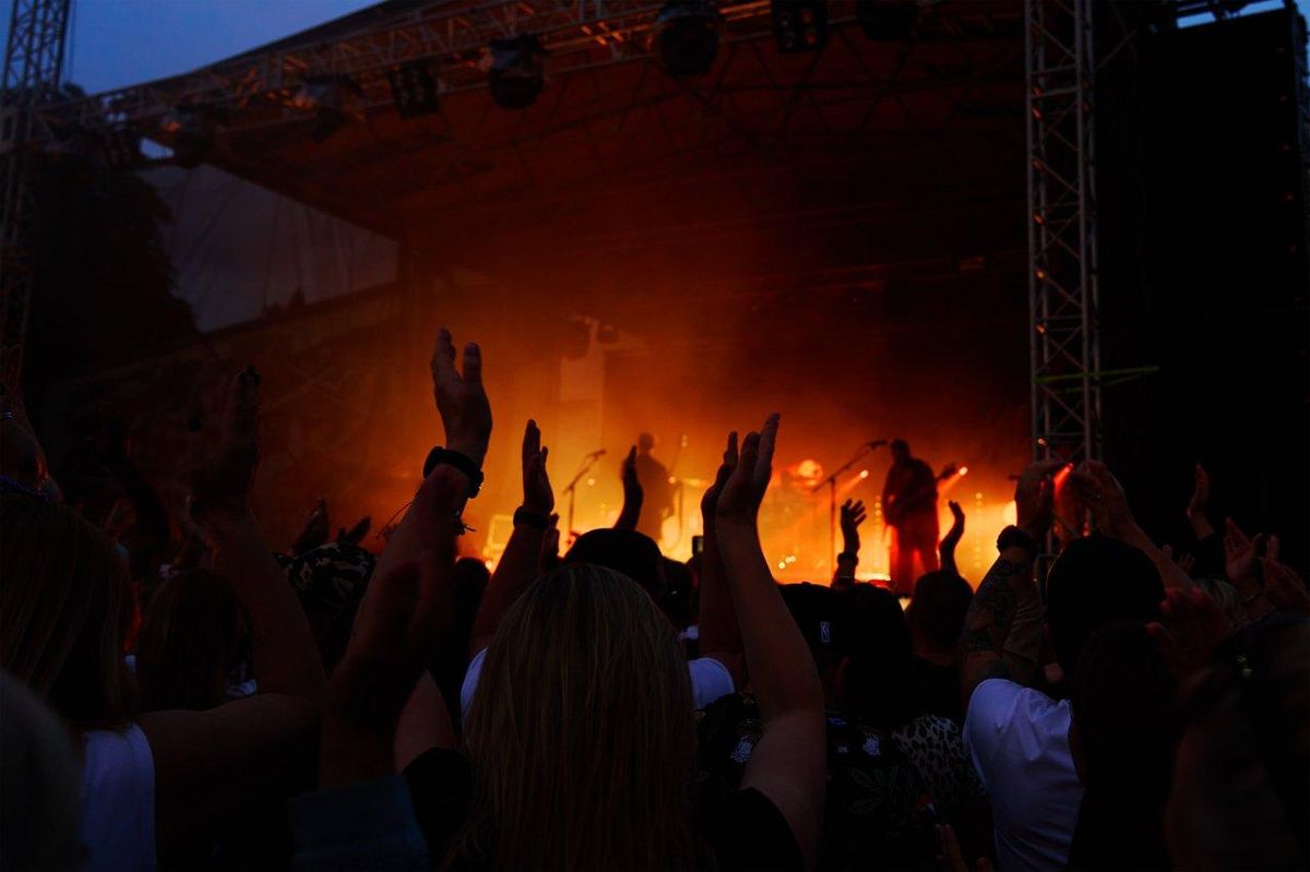 Une foule enthousiaste profite d’un outdoor music festival en plein air lors du Roazhon Fest 2025 à Rennes.