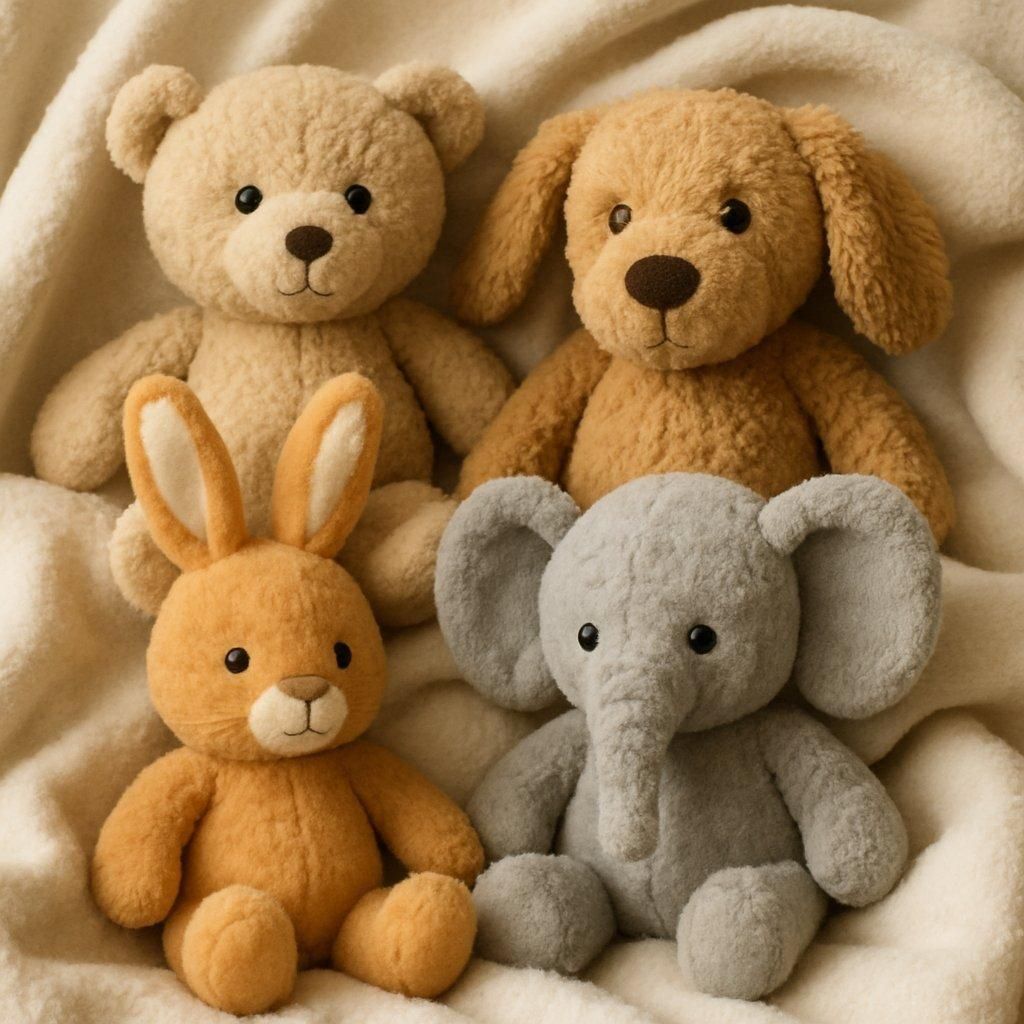 Une sélection de multiple plush toys soft blanket pour rassurer votre enfant avant les fêtes.