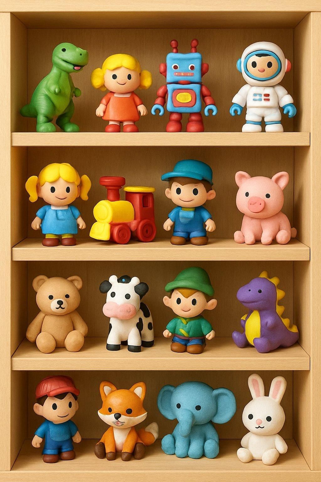 Une sélection de toy figurines shelf Labubu originales Pop Mart bien éclairées pour débuter sa collection.