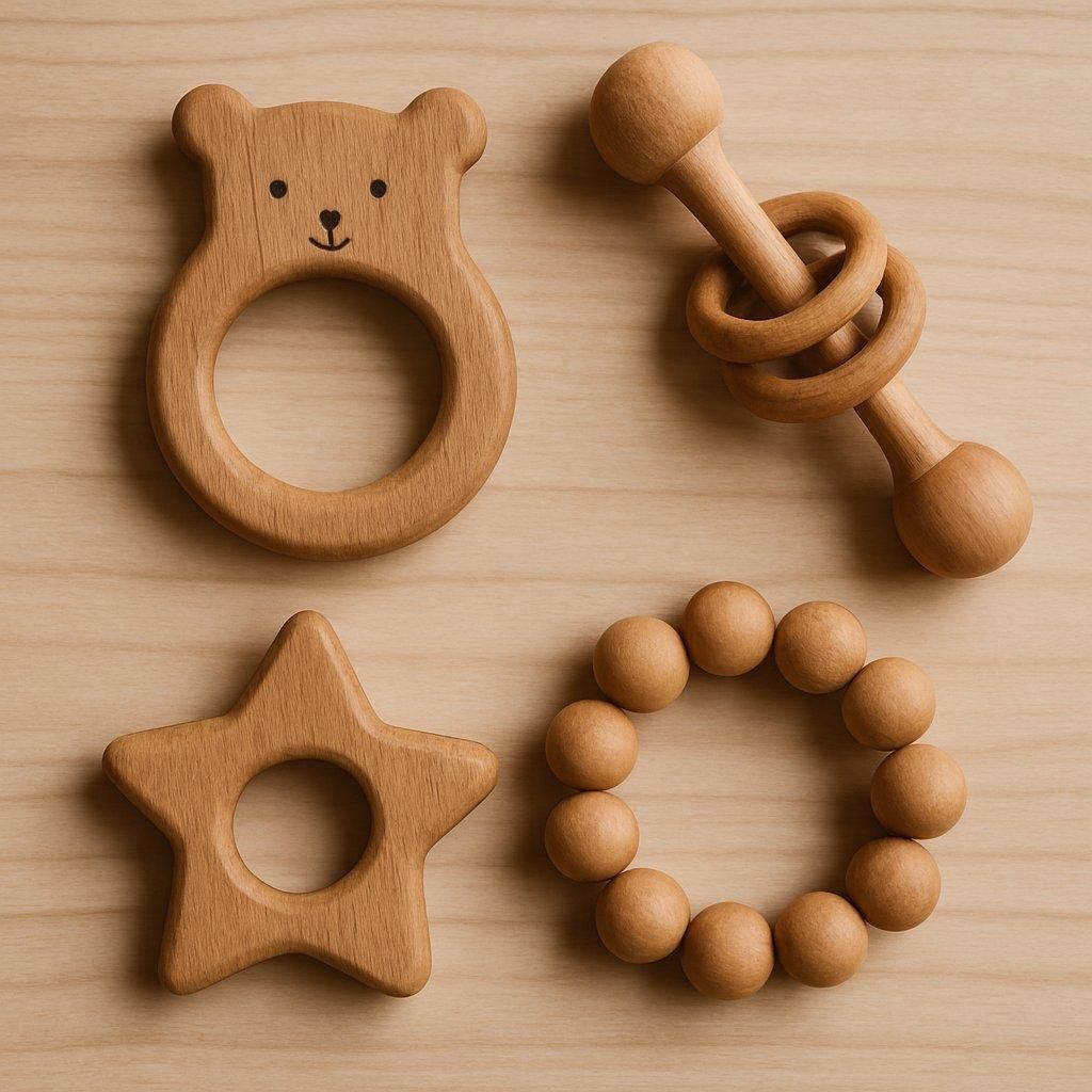 Une sélection de wooden baby toys durables et évolutifs pour stimuler l’éveil des tout-petits.
