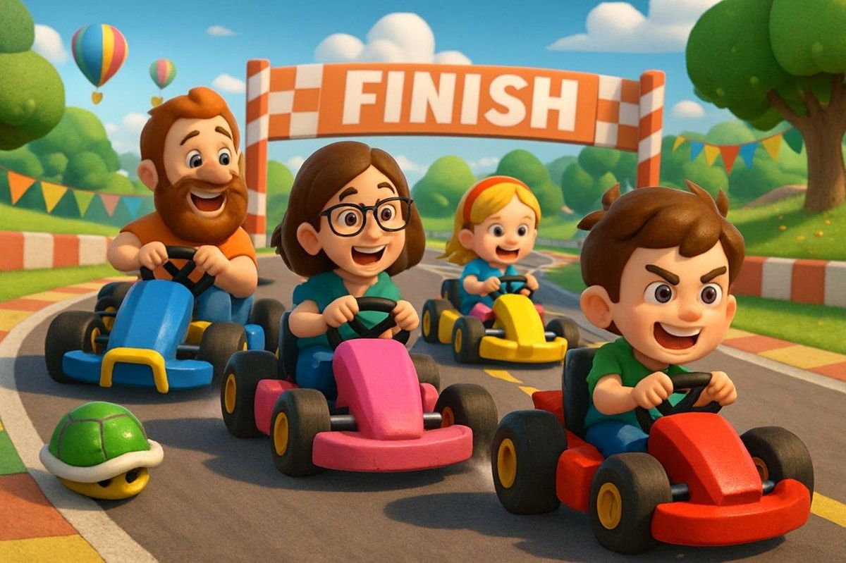 Une session de family multiplayer kart racing avec Mario Kart World sur Nintendo Switch, idéale pour la rentrée 2025.