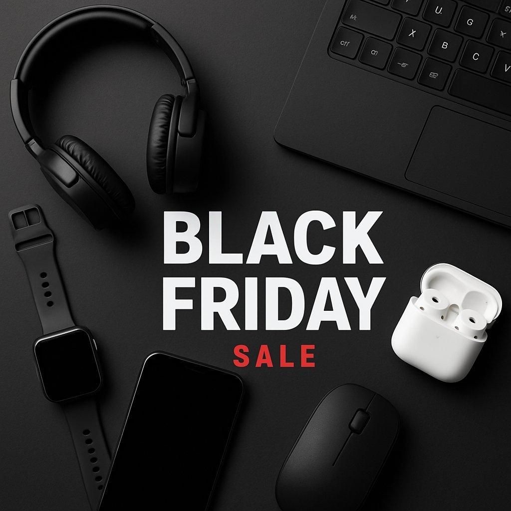 Vitrine de gadgets tech et figurines Funko Pop en promotion lors du Black Friday tech gadgets display.