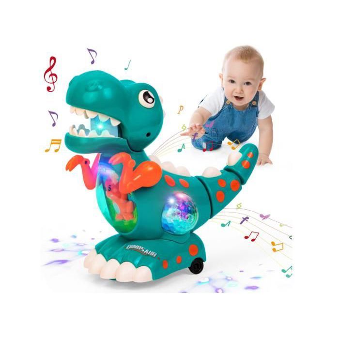 JOUET A BASCULE Dinosaures Jouet Bebe 1 2 an Rampants avec Musique et lumières Jouet éducatif d’éveil pour Bébé 12 18 24 Mois -