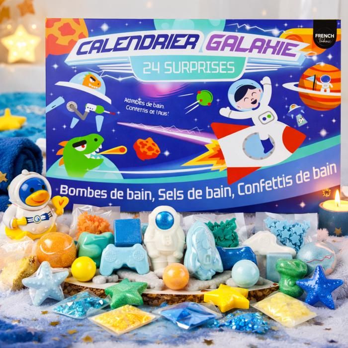 Calendrier de l’Avent Galaxie 24 Surprises – Bombes de Bain Enfant – Coffret Dinosaures & Espace