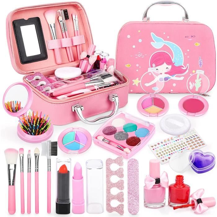 Maquillage Enfant Jouet pour Fille Kit - ZGEER - Rose - Non toxique - Lavable - Anniversaire - Cadeau de Noël