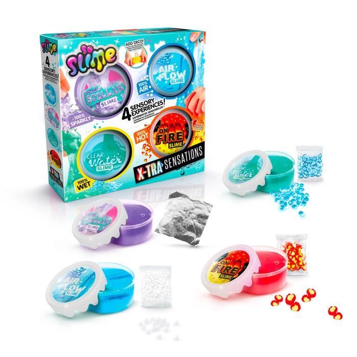 Xtra Sensation Multipack- Avec 4 slimes à sensations et décorations - SO SLIME DIY - SSC 308 Canal Toys