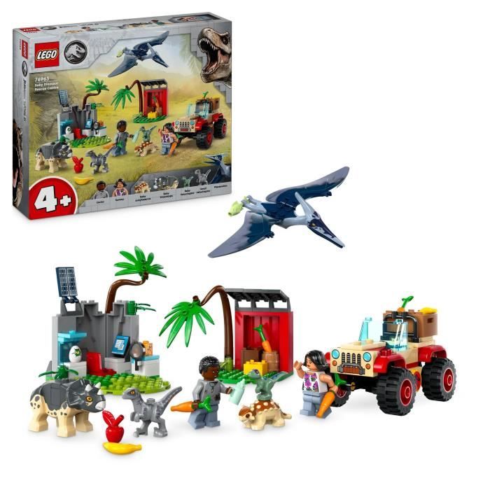 LEGO® 76963 Jurassic World Le Centre de Sauvetage des Bébés Dinosaures Jouet avec Figurines Triceratops et Velociraptor