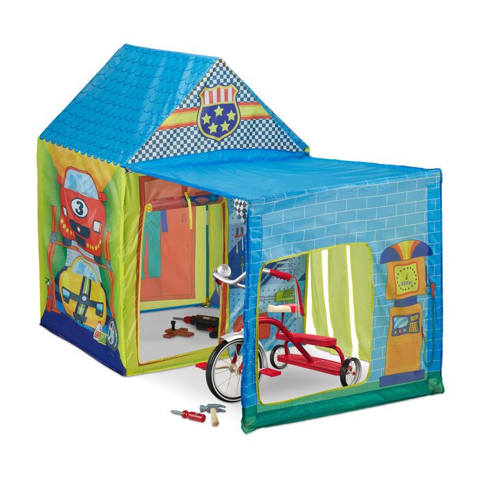 Relaxdays Tente pour enfants en forme de garage H x L x P : 109 x 146 x 75 cm intérieur et extérieur multicolore