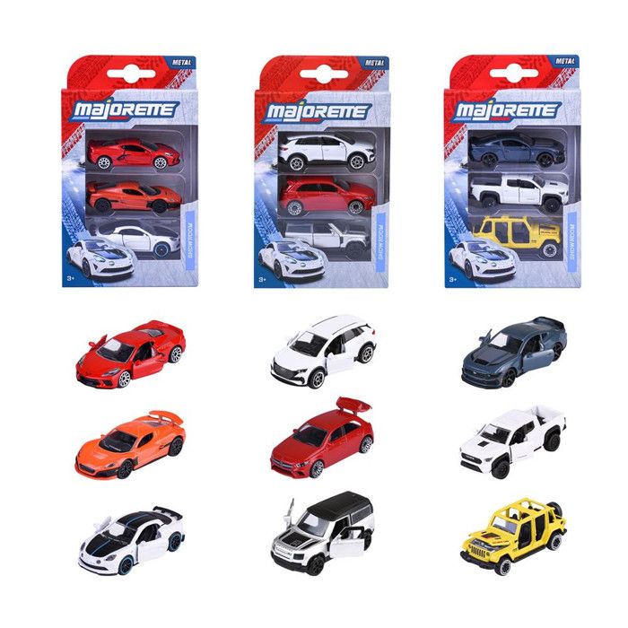 Coffret 3 véhicules - MAJORETTE - Majorette Premium - Métal die-cast - Phares translucides - 1/64