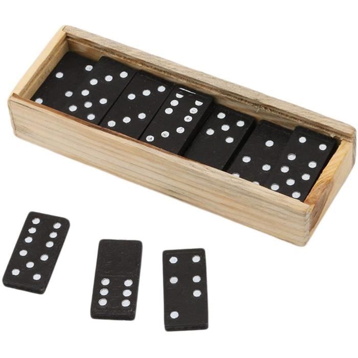 28 pièces Ensemble de Dominos Dominos de Train Mexicain Jeu de société Jouet Dominos en Bois Pai Gow avec boîte à Couvercle Cou36