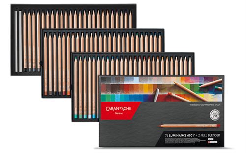 Boîte carton de 76 crayons de couleur LUMINANCE 6901® + 2 full blender - Caran d'Ache