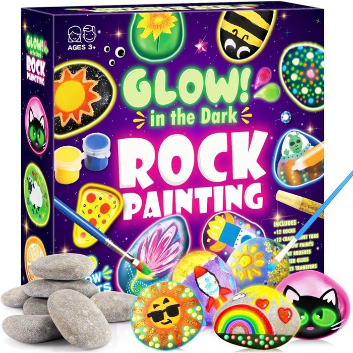 Activites Manuelles pour Enfants Jouet Fille Garçon 3 4 5 6 7 Ans Kit de Peinture Sur Pierre Bricolage Enfant Cadeau Fille Garçon