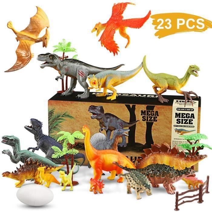 Ensemble de 17 dinosaures en plastique respectueux de lenvironnement - Jouet éducatif pour enfants
