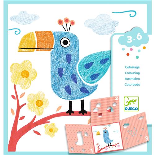Dessin et coloriage enfant Djeco 3 pochoirs pour une image