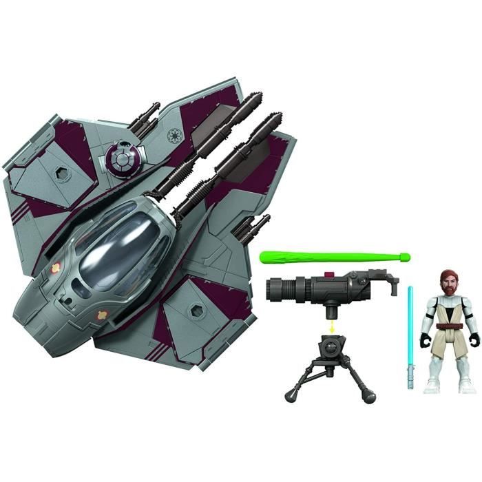 Vaisseau spatial chasseur détoile Star Wars et figurine Obi-Wan Kenobi Jedi