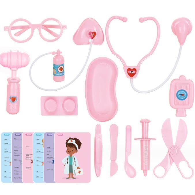 Malette Docteur Enfant - Jouet éducatif - 12 pièces - Stéthoscope - Seringue - Jeu de rôle interactif