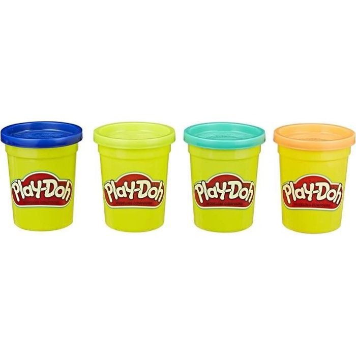 Pâte à modeler Play-Doh - Pack de 4 couleurs intenses pour enfants - 112 g