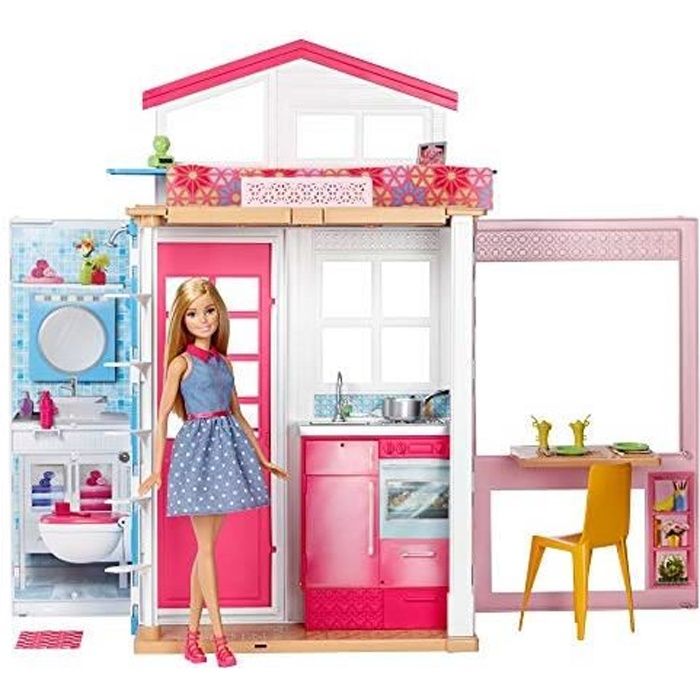 Jouet - BARBIE - Mobilier maison 2 étages - 4 pièces - Rose - Pour enfants 3 ans et plus