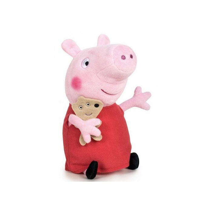 Peluche Peppa Pig Avec Son doudou 31 Cm - Peluche Licence Peppa Le Cochon - Doudou - Enfant - Dessin Anime